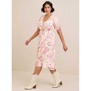 Elegant Paisley Print Wrap Dress 3x Torrid